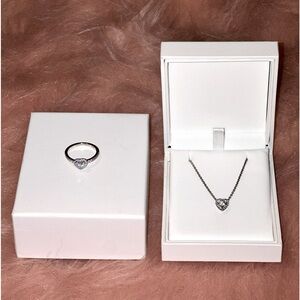 Pandora Elevated Heart Ring and Necklace